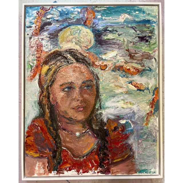 "Anticipation", Original Oil Painting, Portrait of a Young Woman, Framed, by Van Ness For Sale In Saint Louis - Image 6 of 10