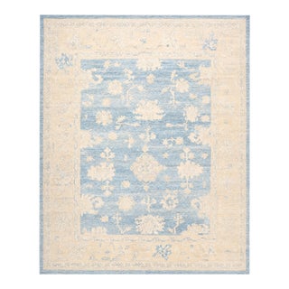 21st Century Turkish Oushak 13x15 Ivory & Slate Blue Handmade Area Rug #1140506 For Sale