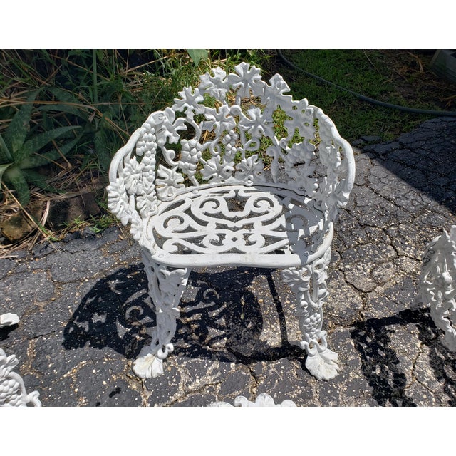 Vintage White Cast Iron Patio Set, 4 Pieces Chairish