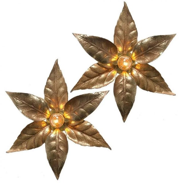 Brass Flowers Wall Light from Willy Daro, 1970s For Sale - Image 11 of 13