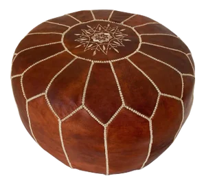 Moroccan Handcrafted Leather Brown Ottoman