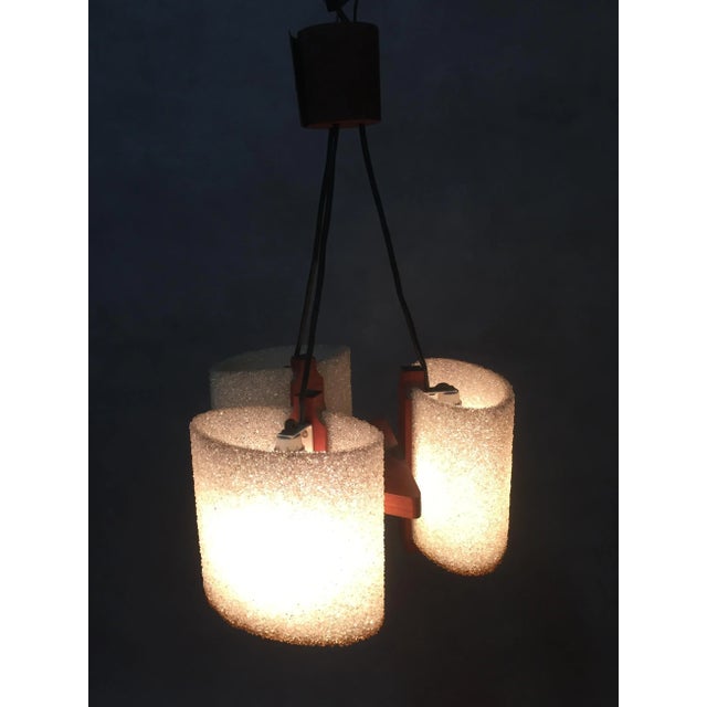 Wood Scandinavian Teak &amp; Acrylic Glass Pendant, 1960s For Sale - Image 7 of 8