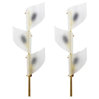 Large Floral Auguri Brass Sconces attributed to Kalmar, Austria, 1950s, Set of 2 For Sale