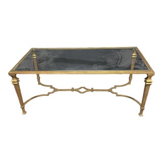 1960s Mid Century Modern Italian Gilt Iron Rectangular Coffee Table in the Style of Ramsey For Sale