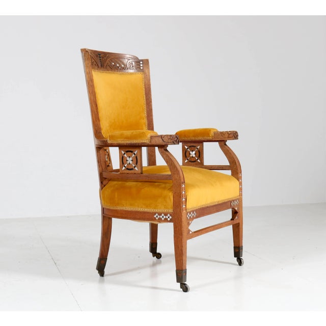 Set of Antique Art Nouveau Oak Armchairs from H.F. Jansen & Zonen Hofleverancier For Sale - Image 3 of 10