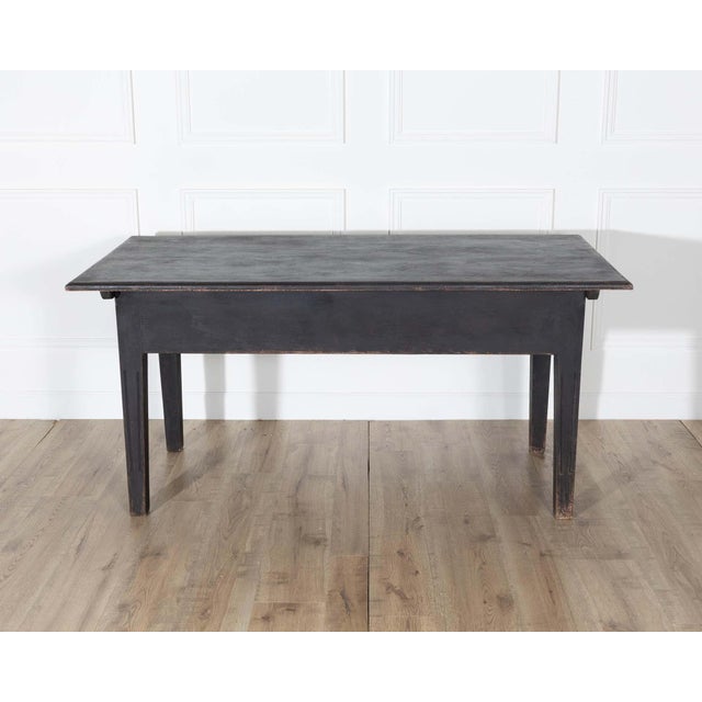 Early 20th Century Swedish Country Pine Kitchen Table in Black For Sale - Image 9 of 10
