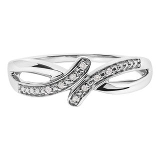 925 Sterling Silver Diamond Accent Bypass and Split Shank Band Ring (I-J Color, I2-I3 Clarity) - Ring Size 6 For Sale