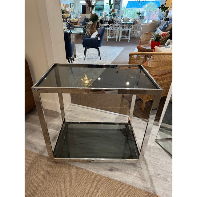 Mid-Century Modern Vintage Chrome Bar Cart For Sale - Image 3 of 5