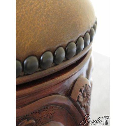 Theodore Alexander 4400-018 Round Leather Seat French Stool For Sale In Philadelphia - Image 6 of 10