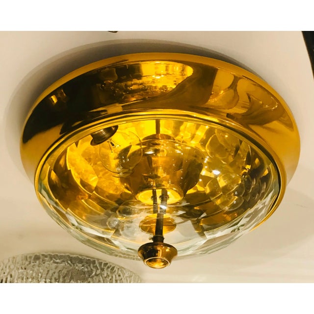 Lumi Golden Oscar Torlasco Lumi Crystal 1970s Italian Flush Ceiling Light For Sale - Image 4 of 8