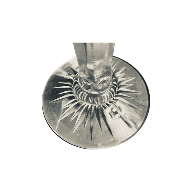 Traditional Antique Hand Blown Cut and Lead Crystal Trumpet Vase, 1910s For Sale - Image 3 of 9