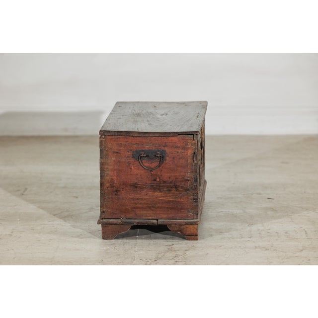Antique Indian Painted Chest with Hinged Lid and Traces of Original Mirrors For Sale - Image 11 of 18