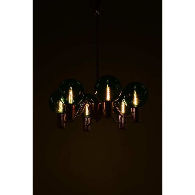 1960s Ceiling Lamp with Hand-Blown Green Glass Globe from Hans-Agne Jakobsson, 1960s For Sale - Image 5 of 11
