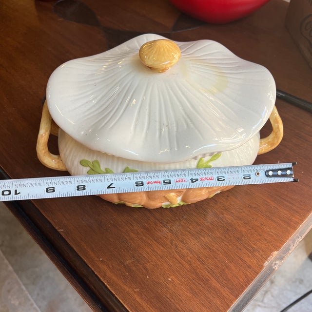 White Country Core Vintage Ceramic Mushroom Tureen With Lid For Sale - Image 8 of 10