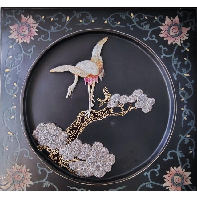 1900 - 1909 1900s Chinese Six-Panel Carved Hardstone Lacquered Coromandel Screen For Sale - Image 5 of 18