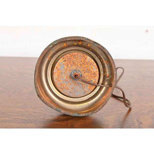 Mid-Century Danish Modern Teak and Brass Table Lamp For Sale - Image 10 of 12