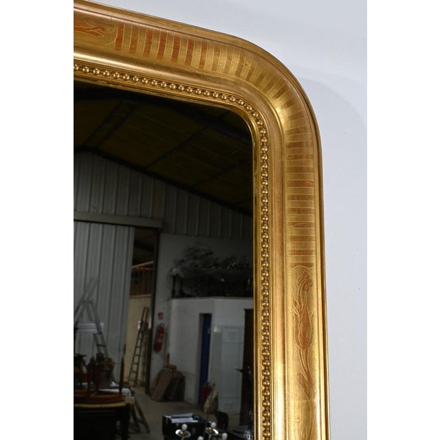 Gold Louis Philippe Gilded Leaf Mirror For Sale - Image 8 of 16