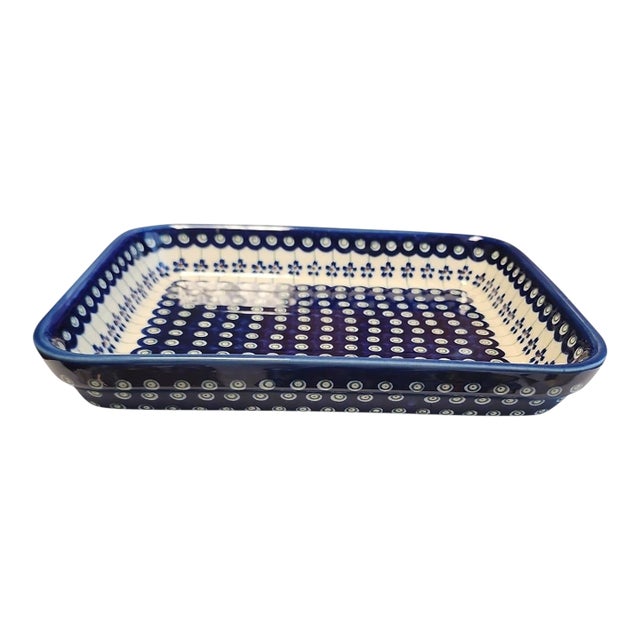 Vintage Boleslawiec Poland Large Serving Tray For Sale