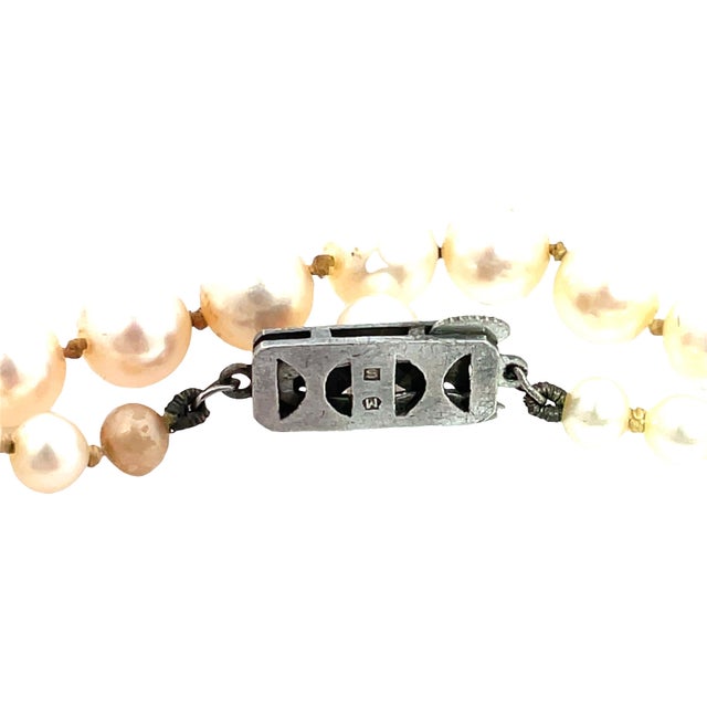 Mikimoto Single-Strand Vintage Pearl Necklace With Sterling Silver Clasp For Sale - Image 4 of 4