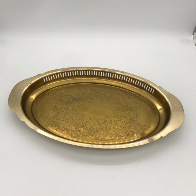 1980s Brass Etched Serving Tray by Rosemar For Sale - Image 10 of 10