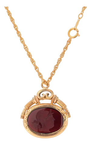 Early 20th Century 14k Gold Intaglio Cameo 24 Inc Rope Necklace
