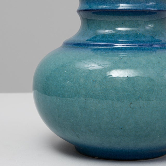 Blue 20th Century German Turquoise Ceramic Vase For Sale - Image 8 of 18