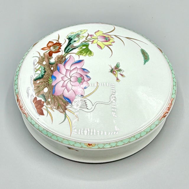 Large Vintage Limoges Porcelain Round Box by Raynaud, 1980s For Sale - Image 3 of 18