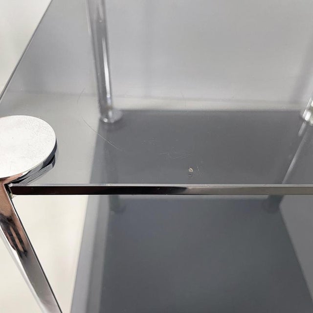 Italian Modern Coffee Tables in Smoked Glass and Chromed Metal, 1980s, Set of 2 For Sale - Image 11 of 18