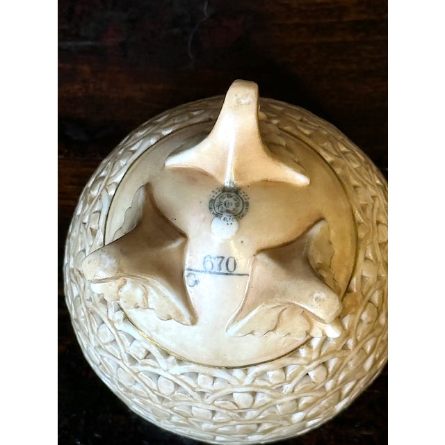 Metal Rare Antique Royal China Works Worcester Reticulated Pot Pourri Vessel / Vessel / Vase 1905. #670 For Sale - Image 7 of 8