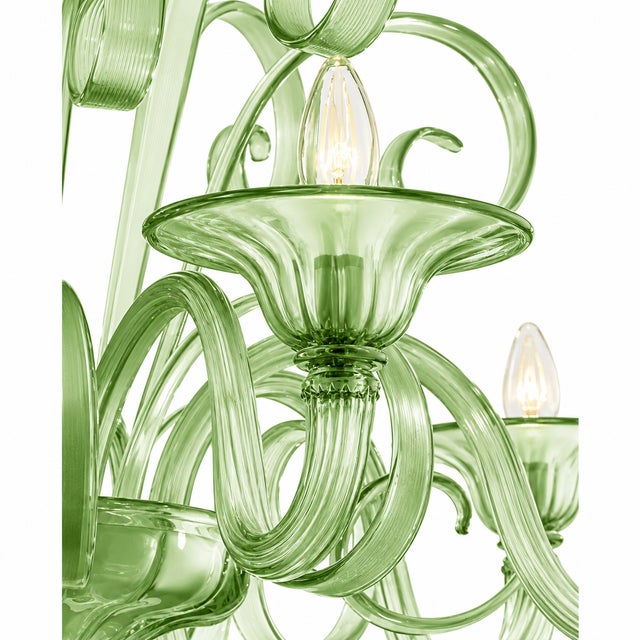 Contemporary Venetian Green Murano Glass Chandelier 8 Arms For Sale - Image 4 of 4