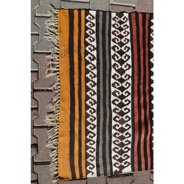 Yellow 1970s Scandinavian Hand Knotted Colorful Runner For Sale - Image 8 of 10