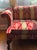 Late 20th Century Chippendale-Style Camelback Sofa in Red & Gold Striped Damask With Claw-and-Ball Feet For Sale - Image 5 of 10