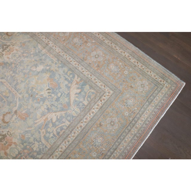 Textile Antique Zabihi Collection Brown Soft Blue Persian Tabriz Rug - 11'3" x 14'10" For Sale - Image 7 of 12