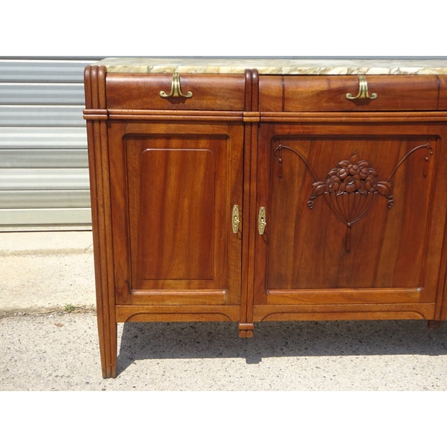 Vintage Art Deco Sideboard in Walnut and Marble, 1920s For Sale - Image 3 of 18