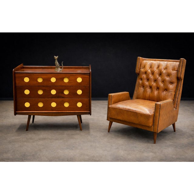 Designed by Giuseppe Scapinelli in the 1950s, this armchair stands as one of the designer’s most recognized and widely...