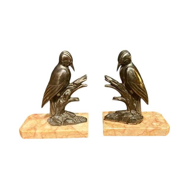 Gray Art Deco Style Bookends in Tin & Marble, 1940s, Set of 2 For Sale - Image 8 of 8