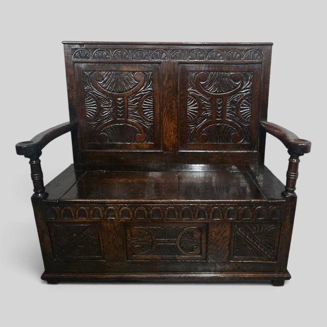 Antique Oak Hall Settle, 1700 For Sale - Image 18 of 18