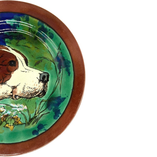 Victorian A Wedgwood Majolica Plate With Dog, English, Ca. 1873 For Sale - Image 3 of 13