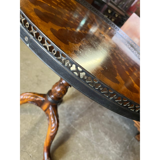Theodore Alexander Round Inlaid Table Attributed to Theodore Alexander For Sale - Image 4 of 11