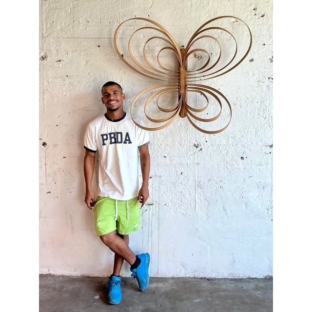 Mid-Century Modern Vintage Boho Monumental Bent Wood Butterfly For Sale - Image 3 of 5