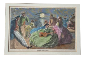 1861 "September—Society Yachting" Hand Colored Print, Framed