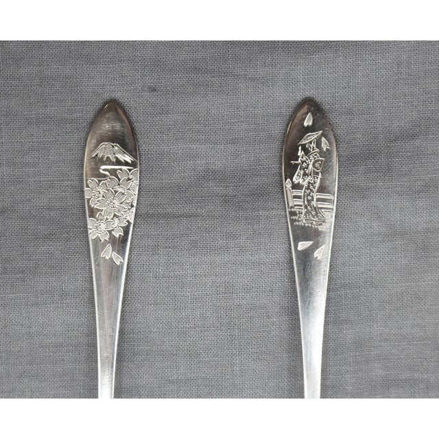 Mid 20th Century Mid-20th Century Japanese Set of Six Sterling Silver Demitasse Spoons For Sale - Image 5 of 7