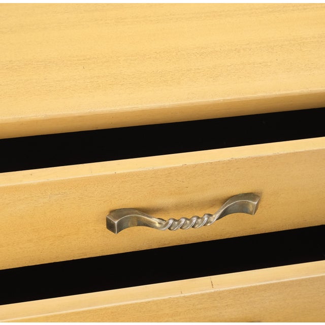 Wood Pair Mid Century Modern Mahogany Twisted Solid Brass Pulls Bachelor Chests MINT For Sale - Image 7 of 14