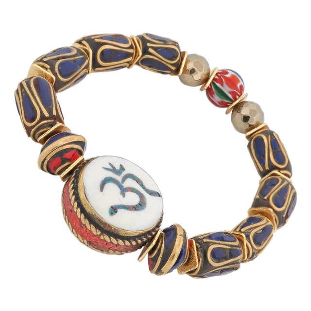 Soul Balance OM Charm Bohemian Spiritual Beaded Bracelet For Sale