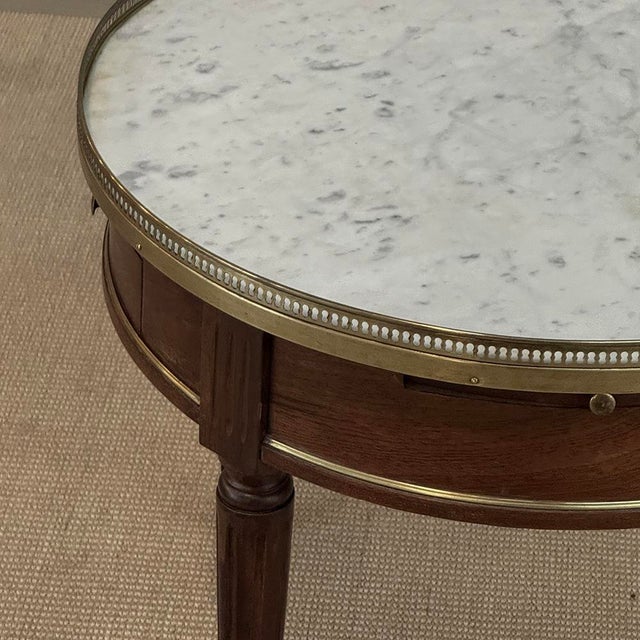 Antique French Louis XVI Mahogany Marble Top Bouillotte Table For Sale - Image 10 of 18