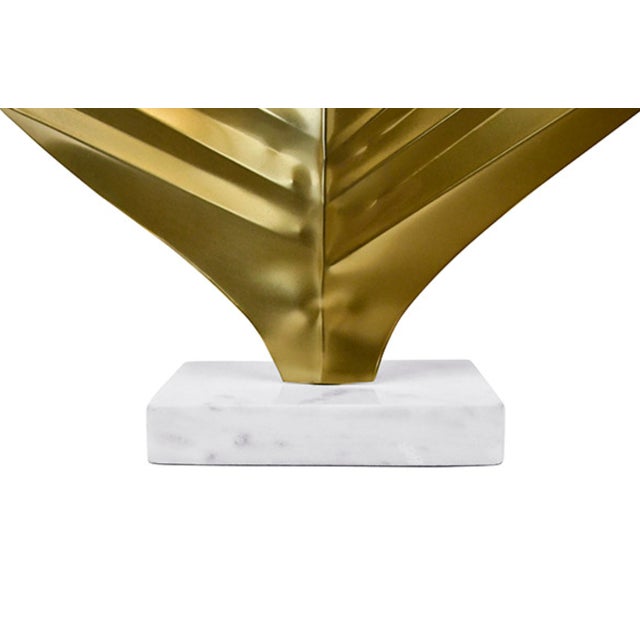 Worlds Away Matthew Izzo Home Sprig Antique Brass Table Sculpture on Marble Base For Sale - Image 4 of 7