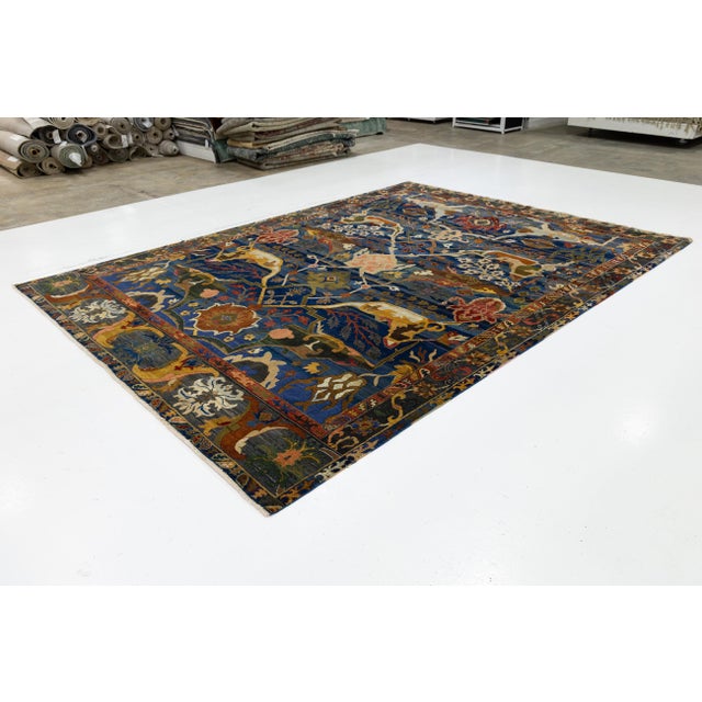 Transitional Blue Bidjar Style Modern Geometric Transitional Wool Area Rug 9x12 For Sale - Image 3 of 11