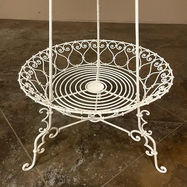 Metal Antique Country French Wrought Iron Triple-Tier Plant Stand ~ Jardiniere For Sale - Image 7 of 13