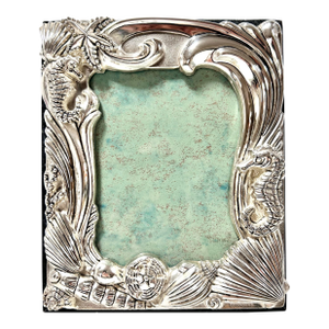 Hollywood Regency Seashell Seahorse Starfish Picture Frame – Godinger Silverplate Coastal Frame, Palm Beach Nautical Decor