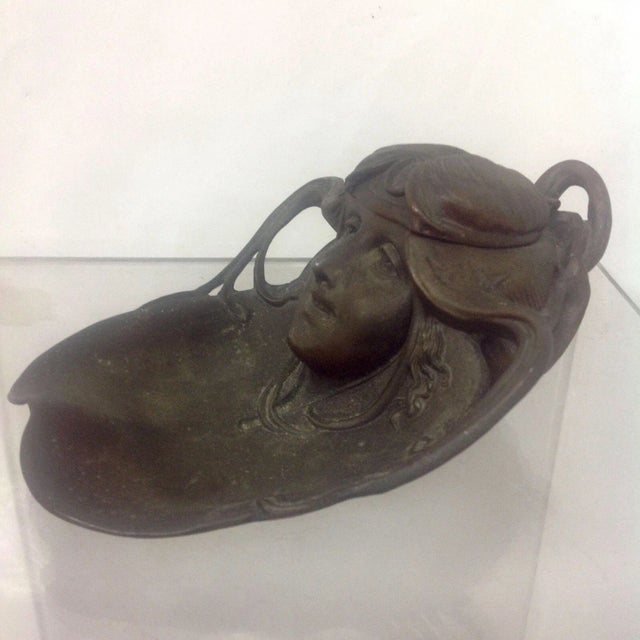 Late 19th Century Gustav Gurschner Art Nouveau Ink Well & Original Glass Ink Cup For Sale - Image 5 of 5